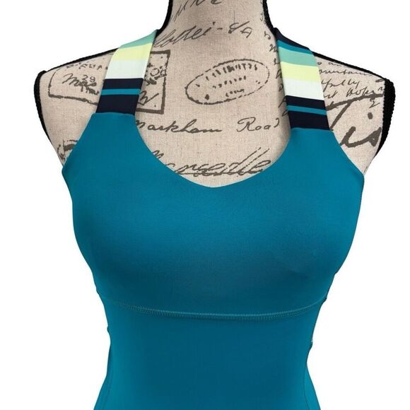 Lululemon Push Ur Limits Tank Top Surge Green /Assorted stripe Size 2 - Picture 4 of 8